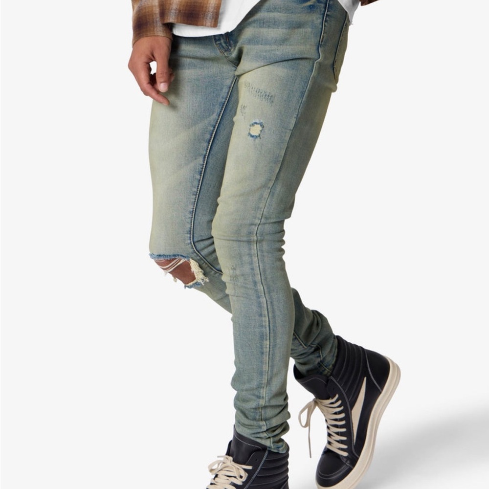 MNML Light Blue Distressed Skinny Jeans